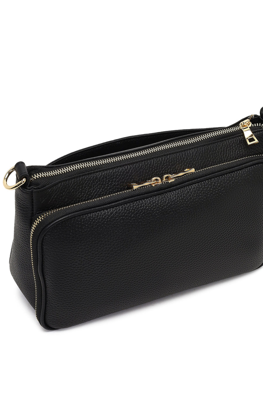 Women's Black Long Strap Leather Shoulder Bag