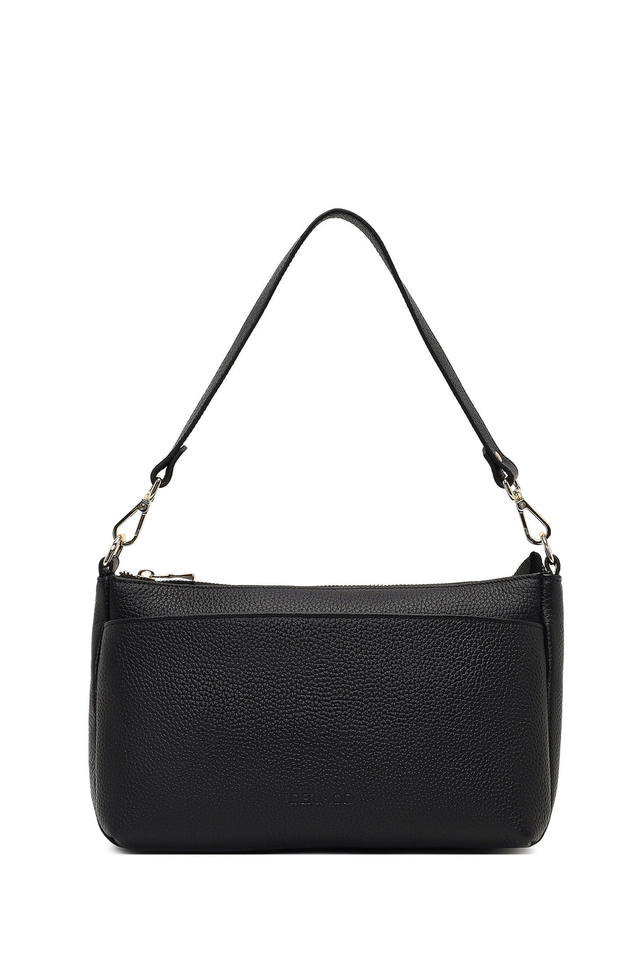 Women's Black Long Strap Leather Shoulder Bag