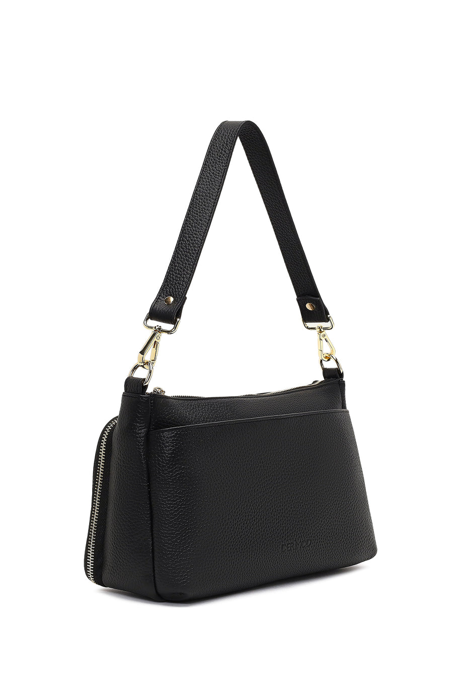Women's Black Long Strap Leather Shoulder Bag