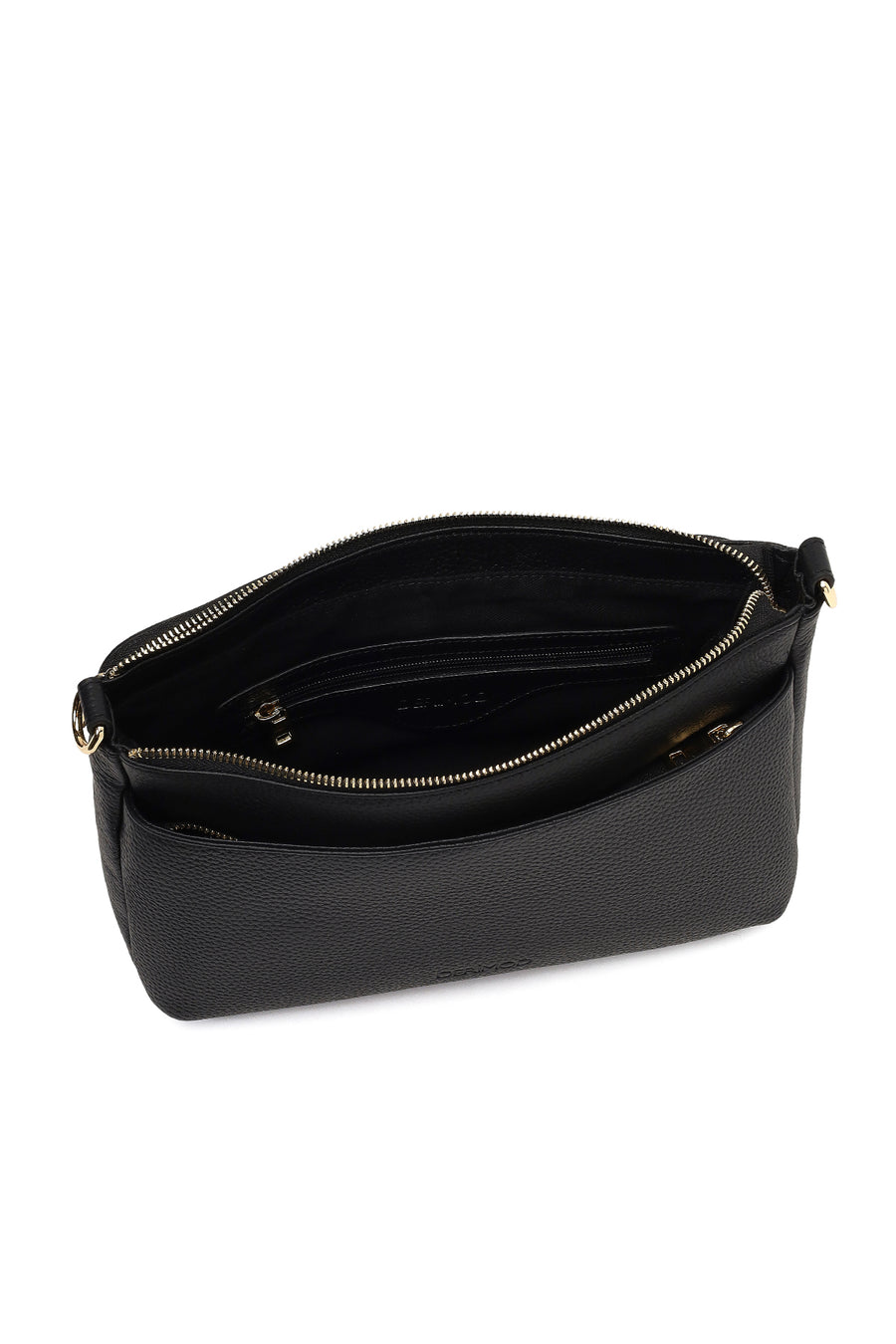 Women's Black Long Strap Leather Shoulder Bag