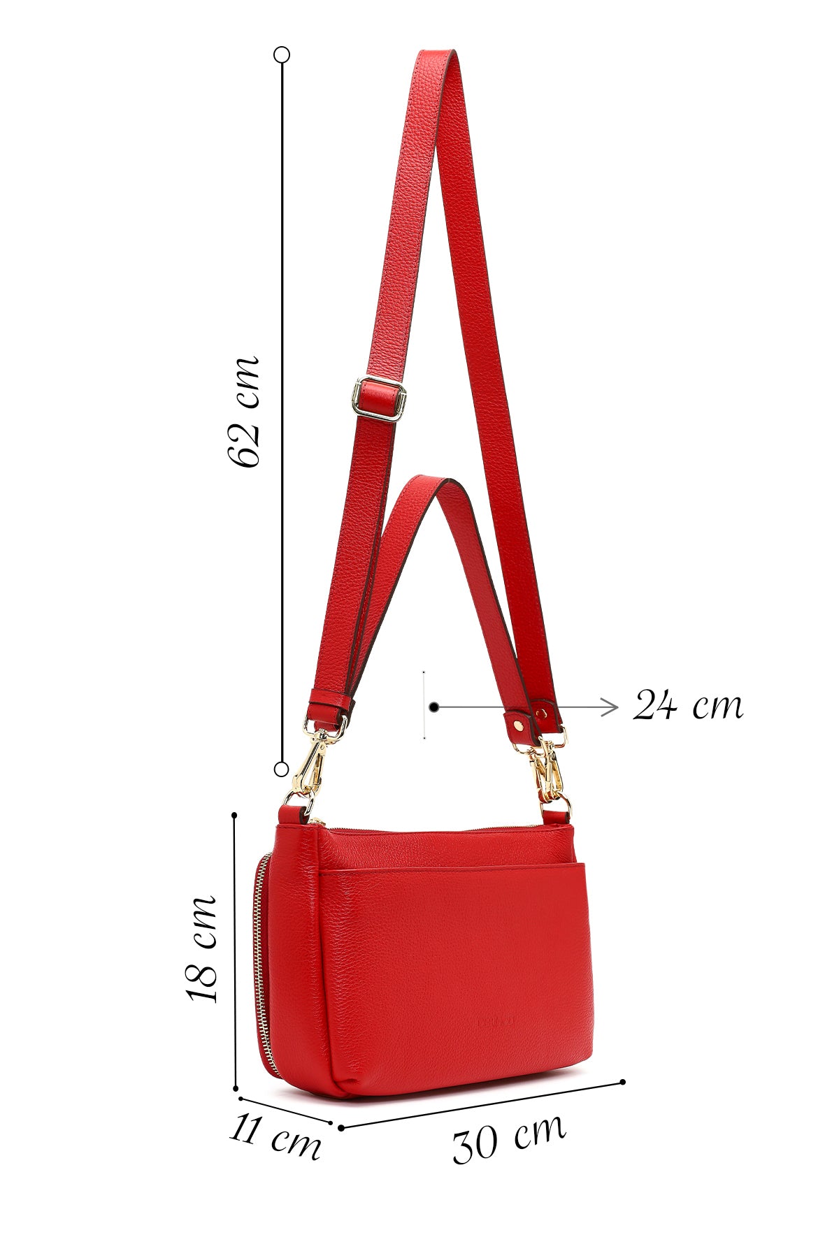 Kadın Kırmızı Uzun Askılı Deri Kol Çantası