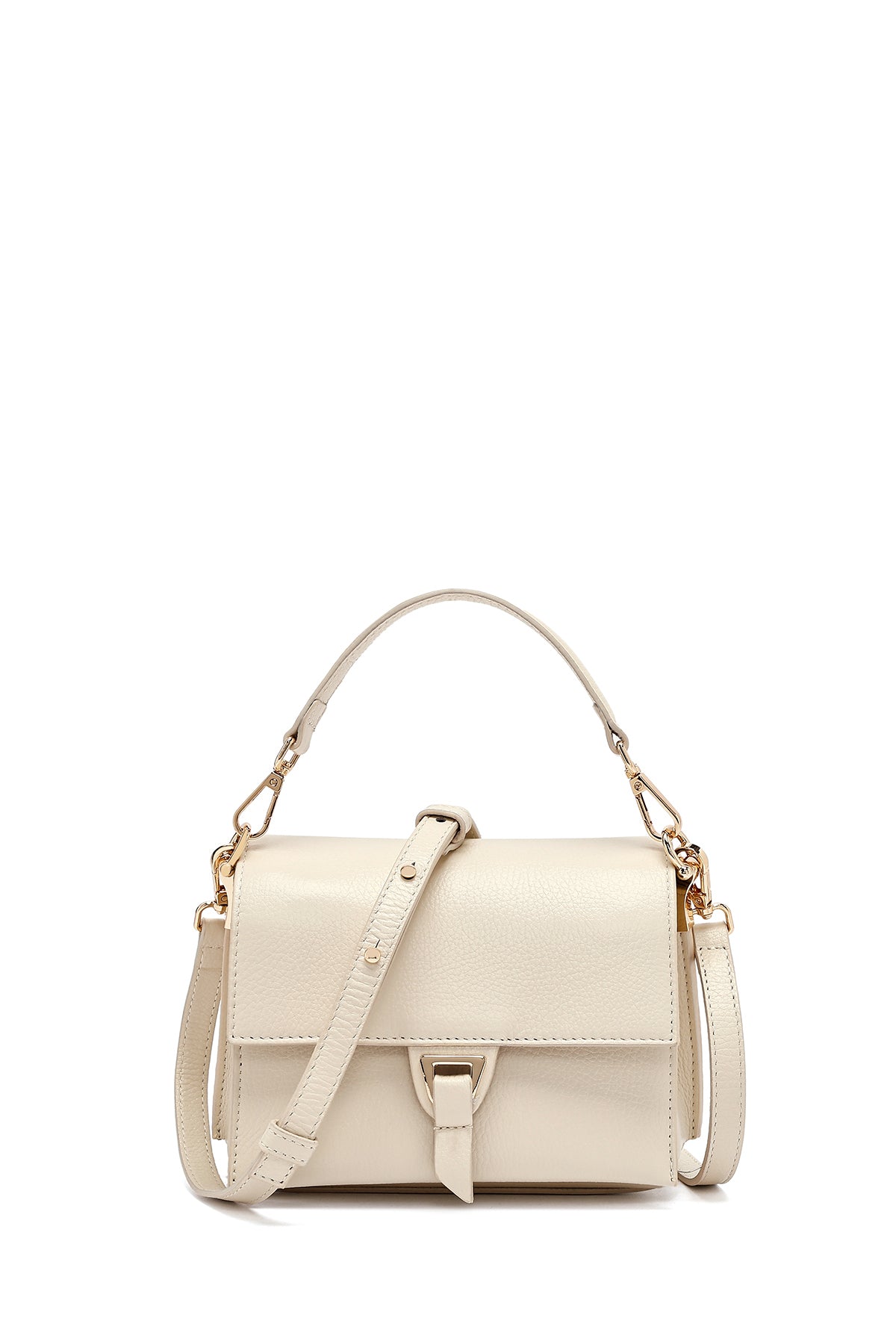 Kadın Krem Uzun Askılı Deri Mini Çapraz Çanta