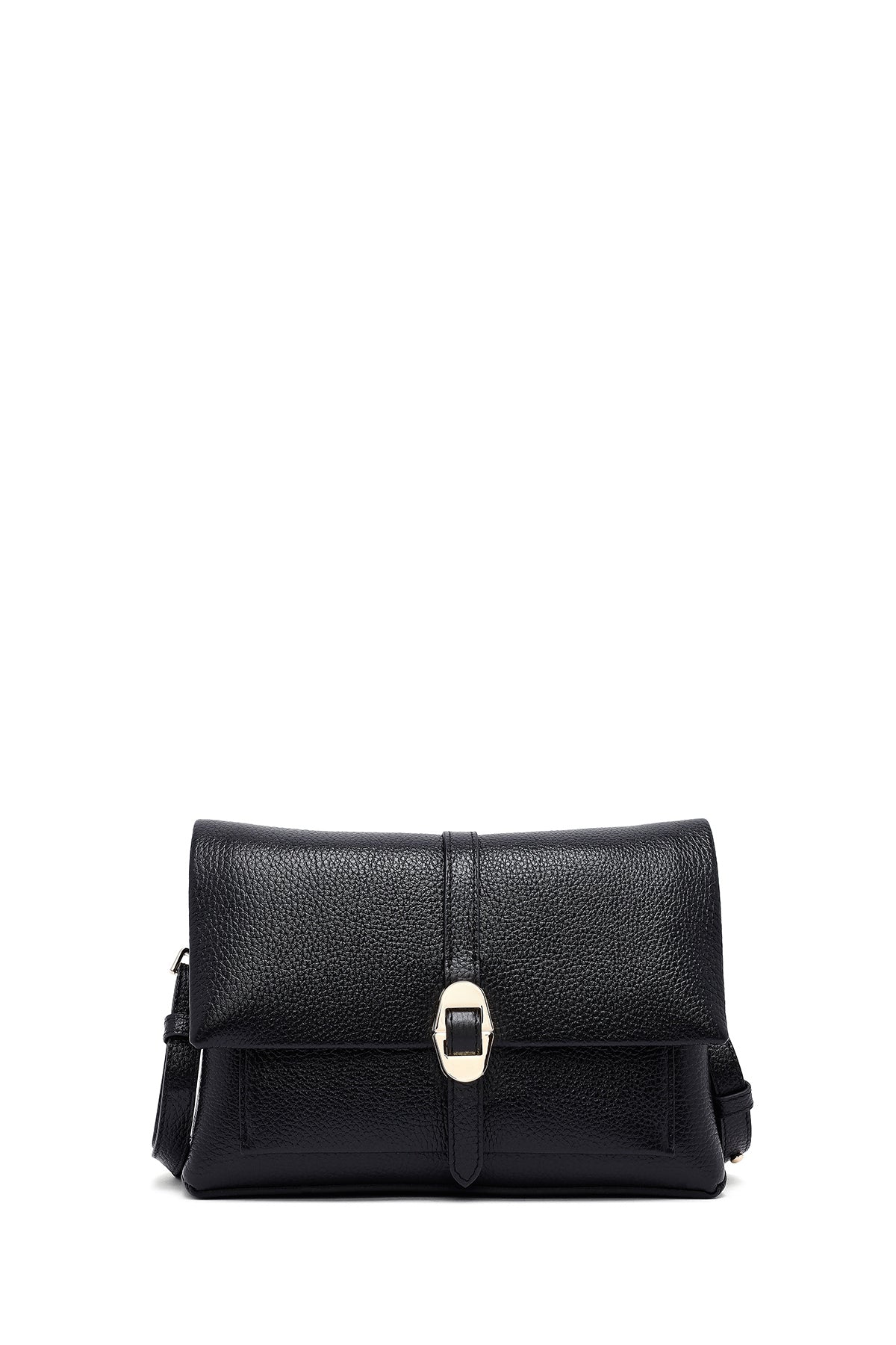 Kadın Siyah Uzun Askılı Deri Çapraz Çanta