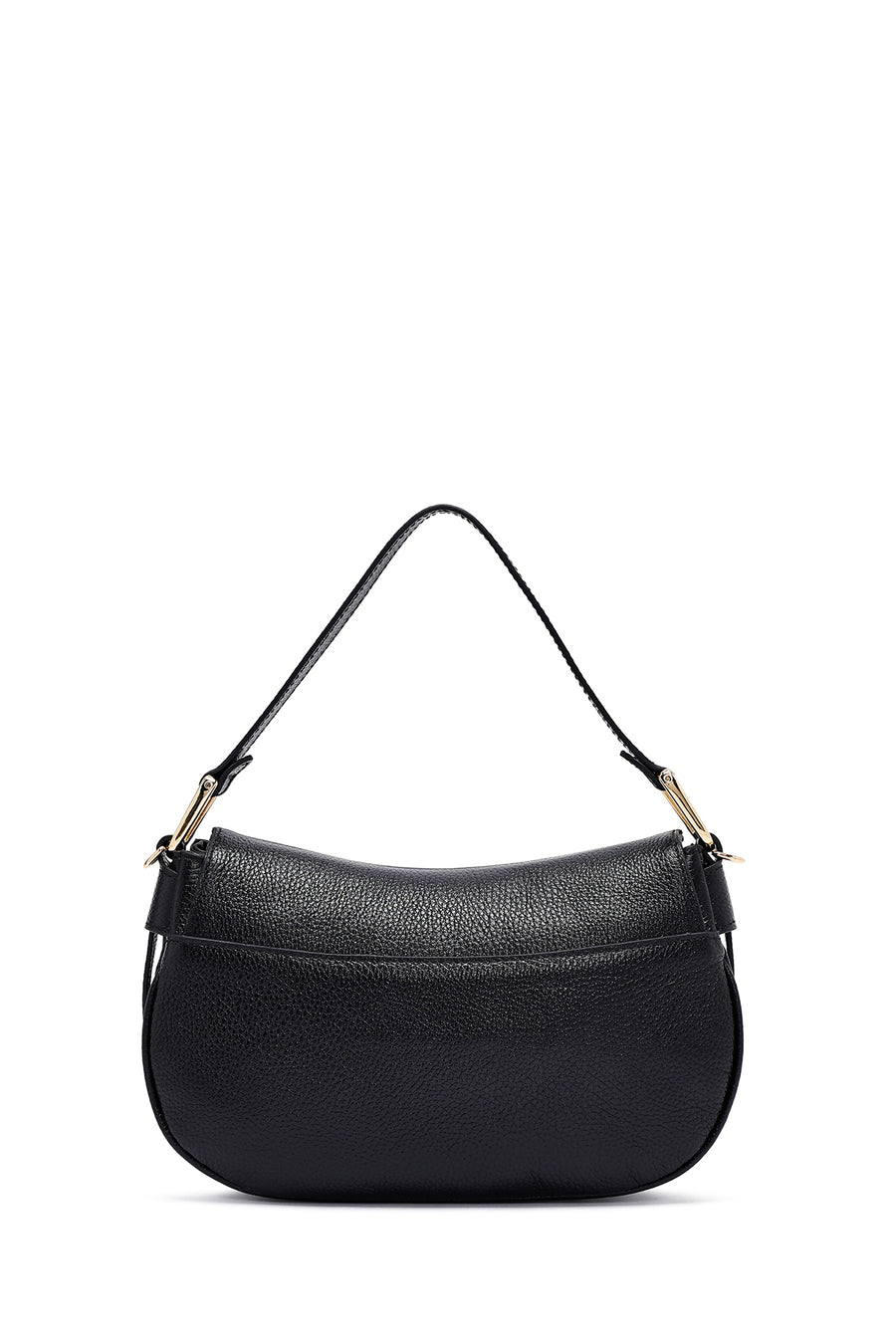 Woman Black Long Strap Leather Shoulder bag