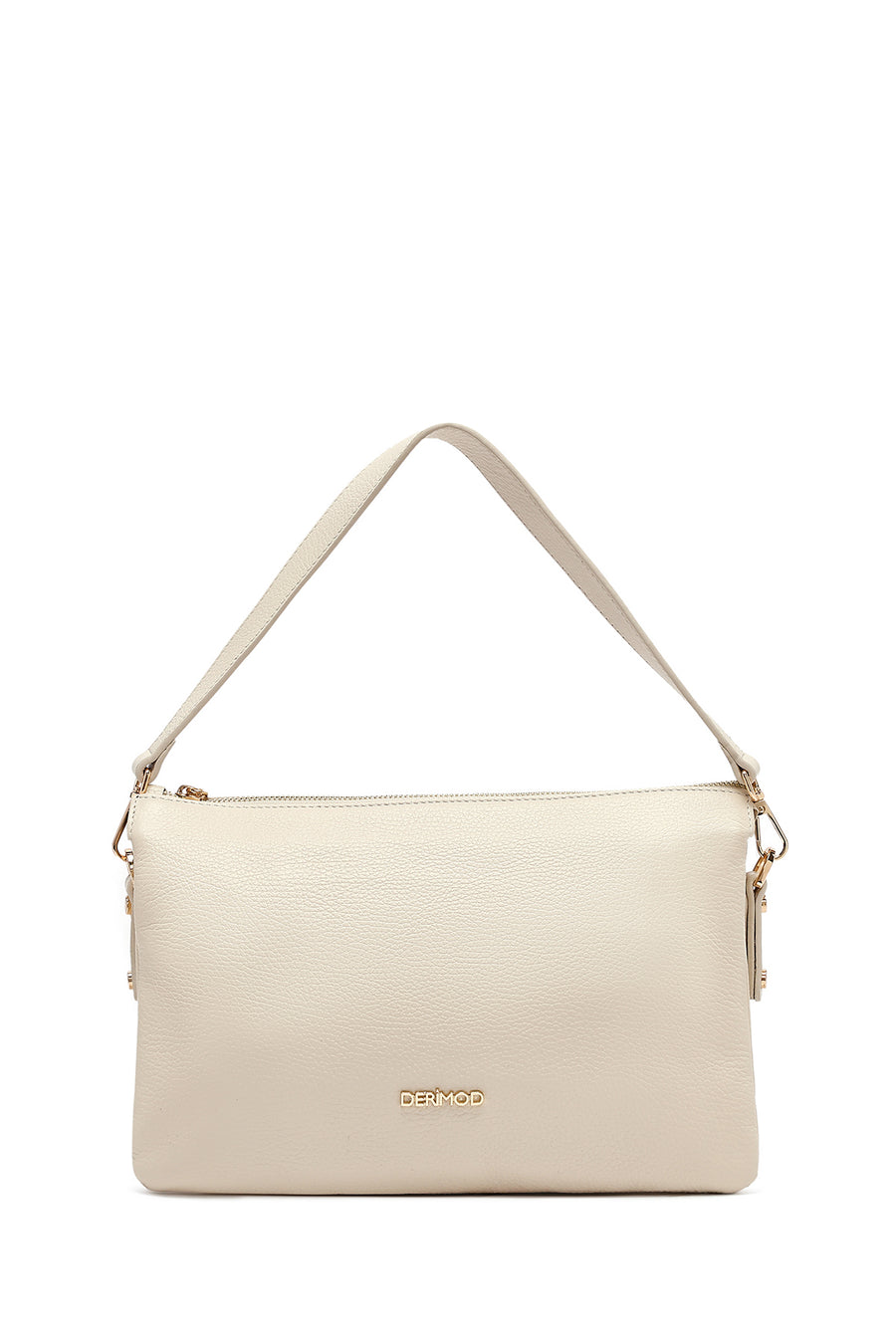 Woman Beige Long Strap Leather Shoulder bag