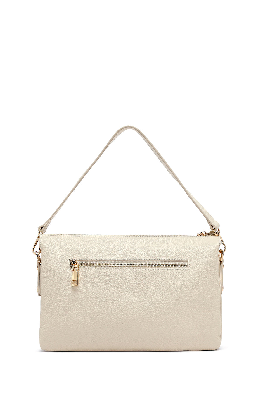 Woman Beige Long Strap Leather Shoulder bag