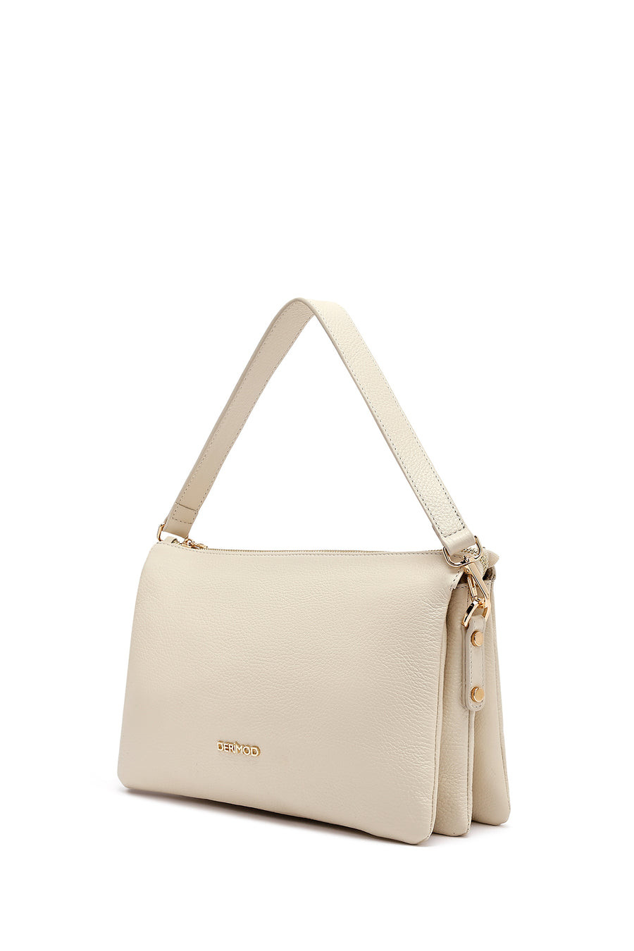 Woman Beige Long Strap Leather Shoulder bag