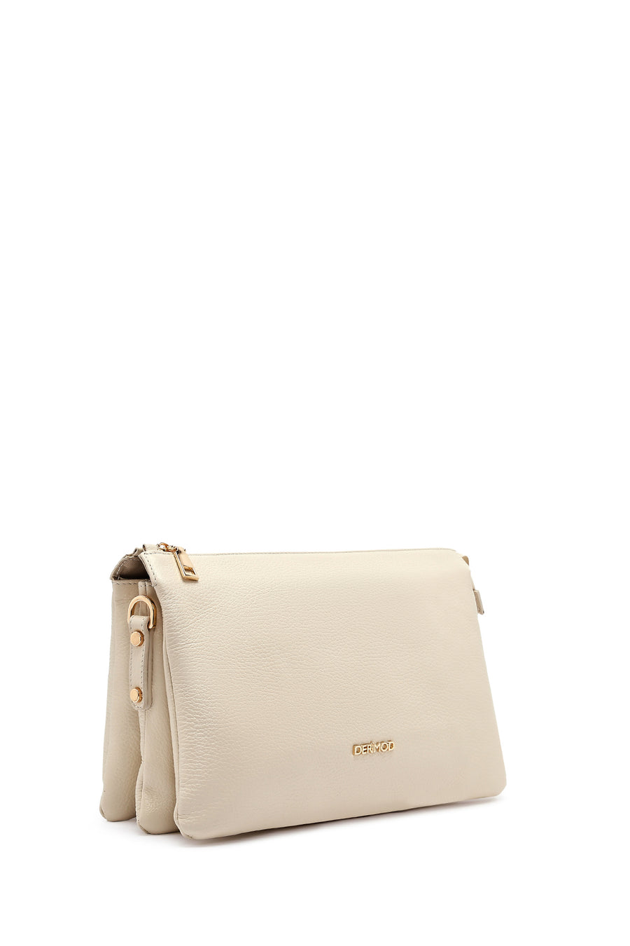 Woman Beige Long Strap Leather Shoulder bag
