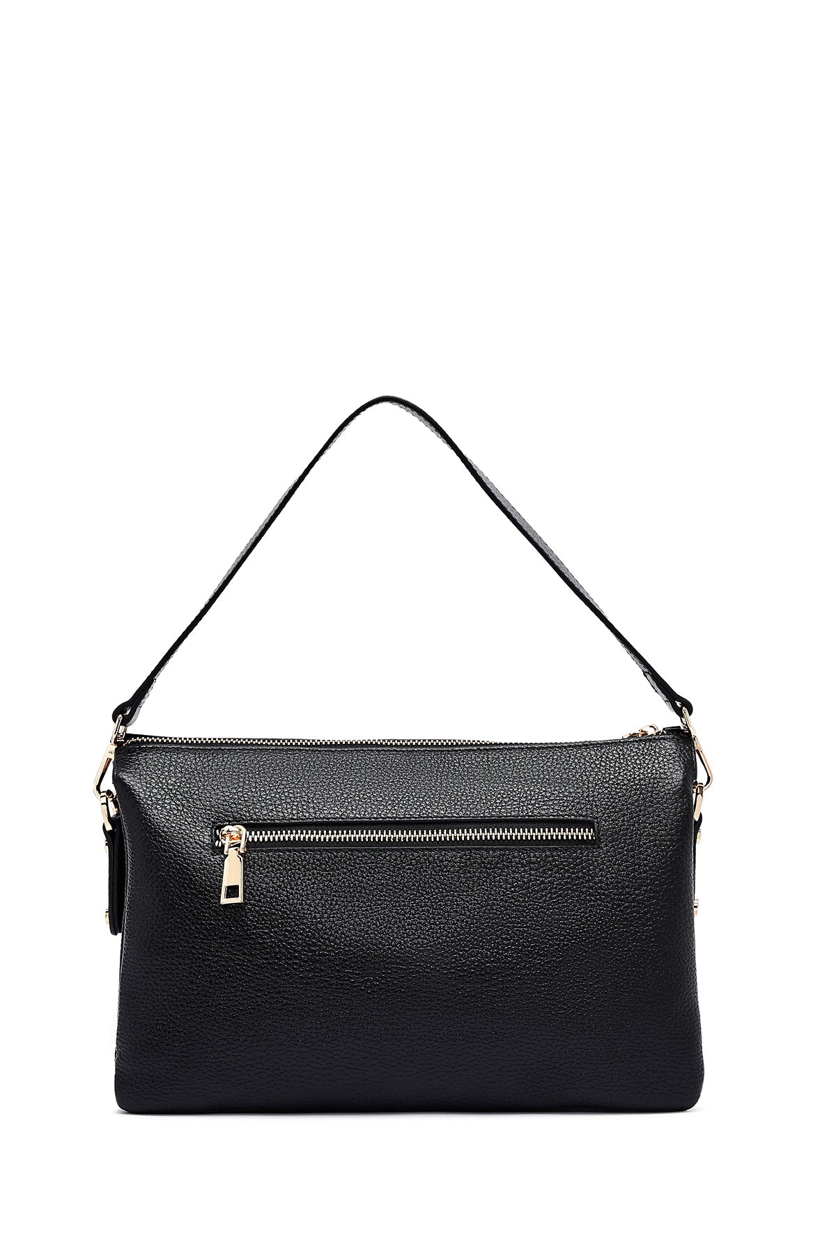 Kadın Siyah Uzun Askılı Deri Omuz Çantası