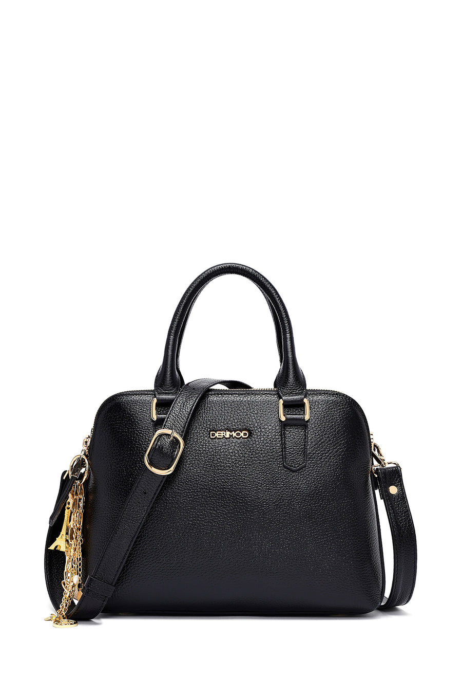 Woman Black Long Strap Leather Classic Handbag 25SBD2354FT | Derimod
