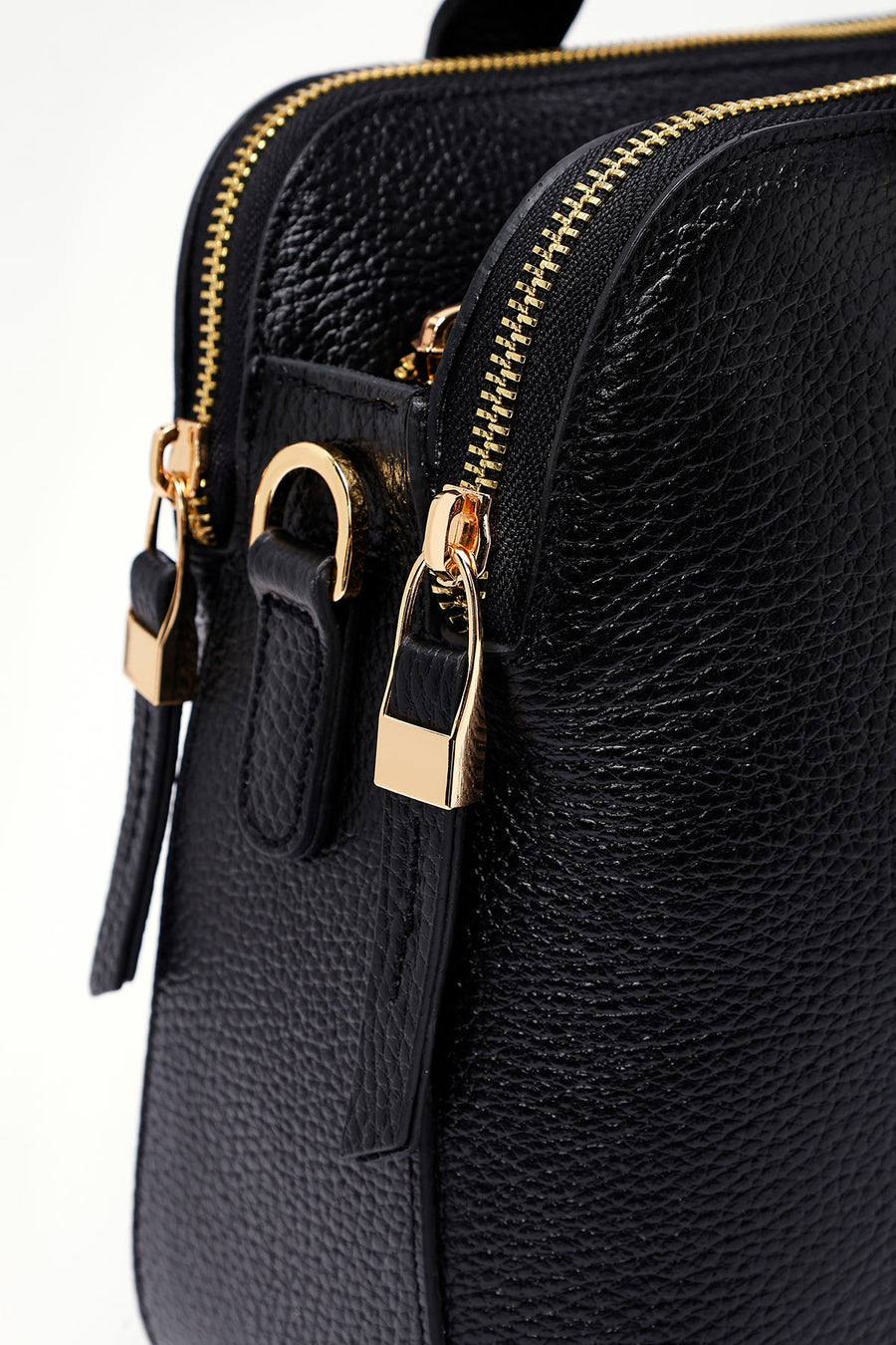 Woman Black Long Strap Leather Classic Handbag