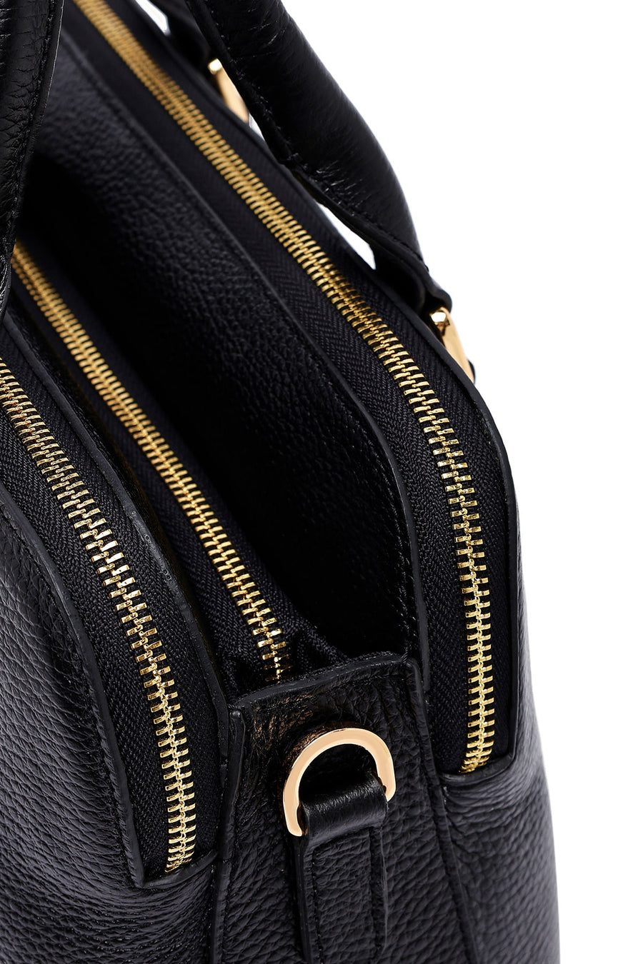 Woman Black Long Strap Leather Classic Handbag