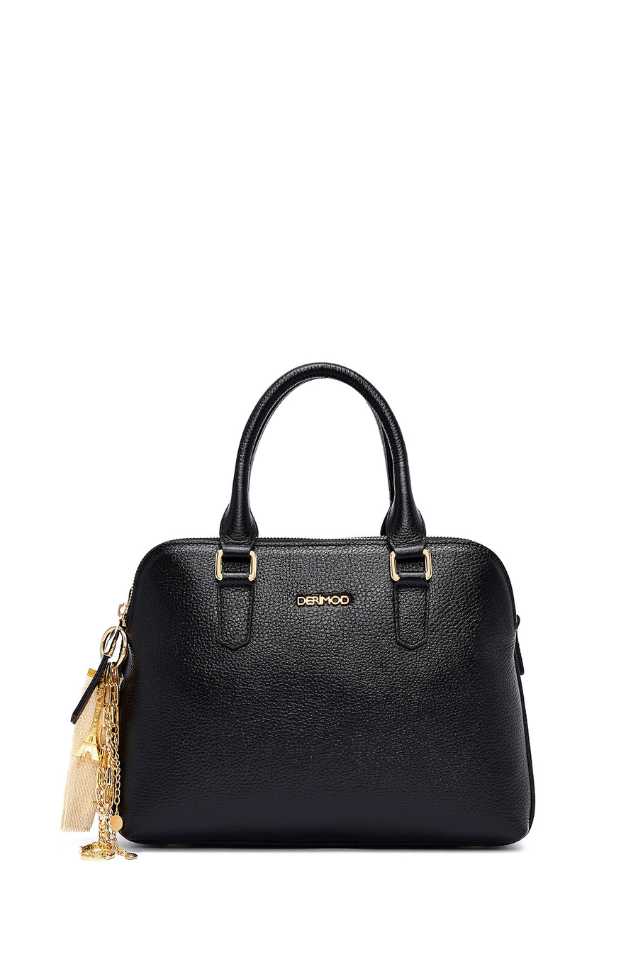 Woman Black Long Strap Leather Classic Handbag