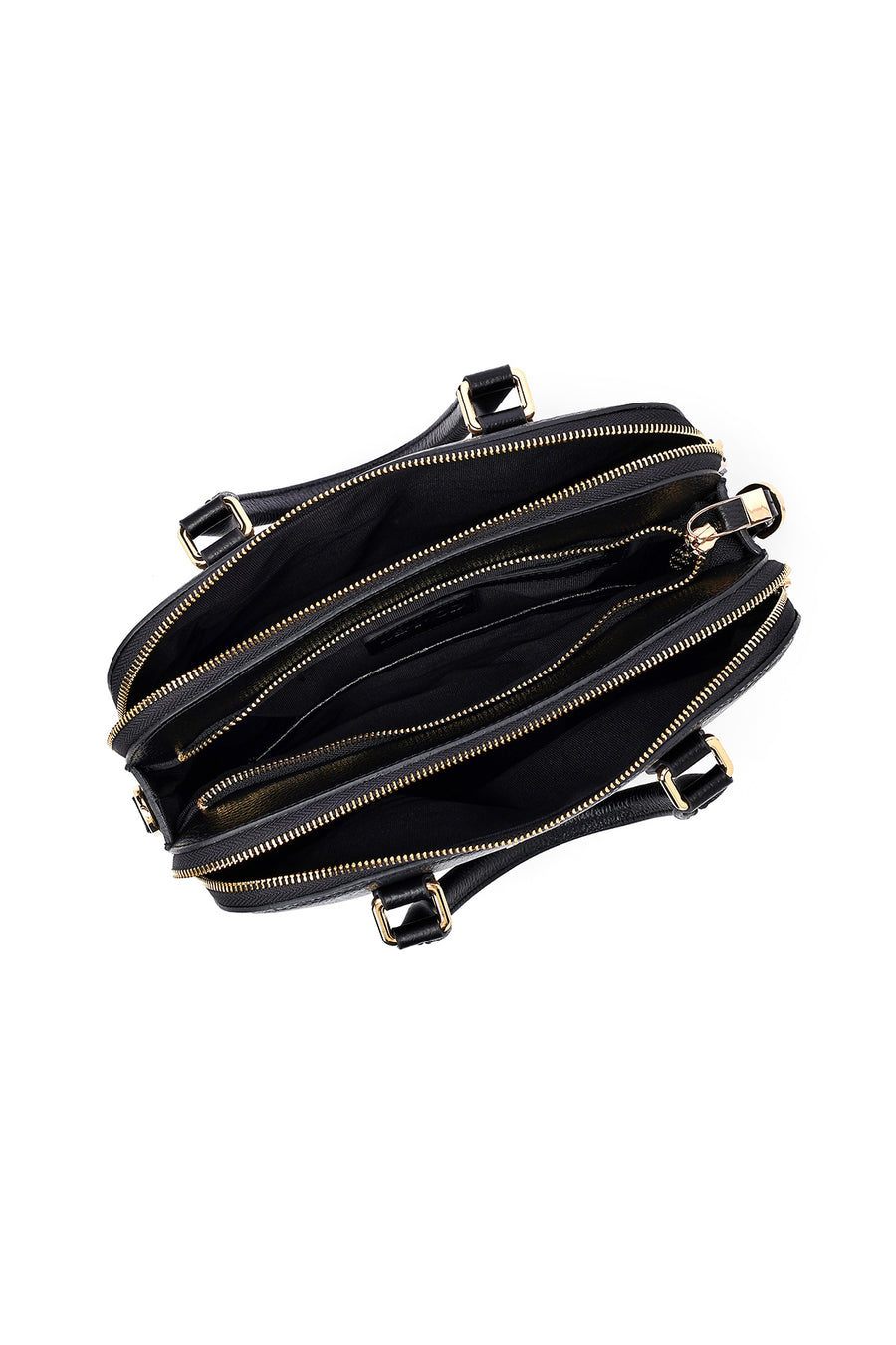 Woman Black Long Strap Leather Classic Handbag