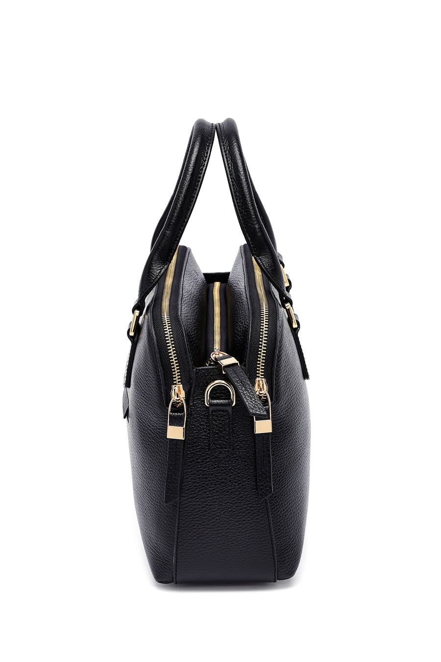 Woman Black Long Strap Leather Classic Handbag