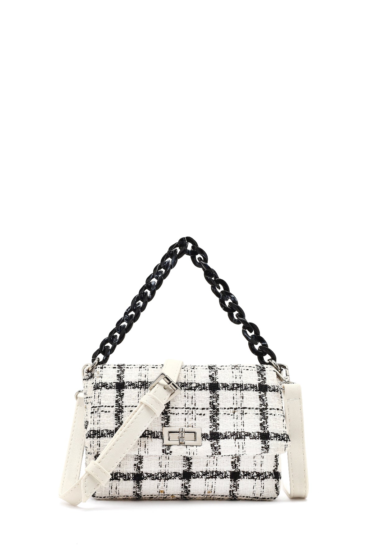 Kadın Beyaz Uzun Askılı Desenli Kumaş Çapraz Çanta 25SBD23726F | Derimod