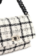 Kadın Beyaz Uzun Askılı Desenli Kumaş Çapraz Çanta | Derimod