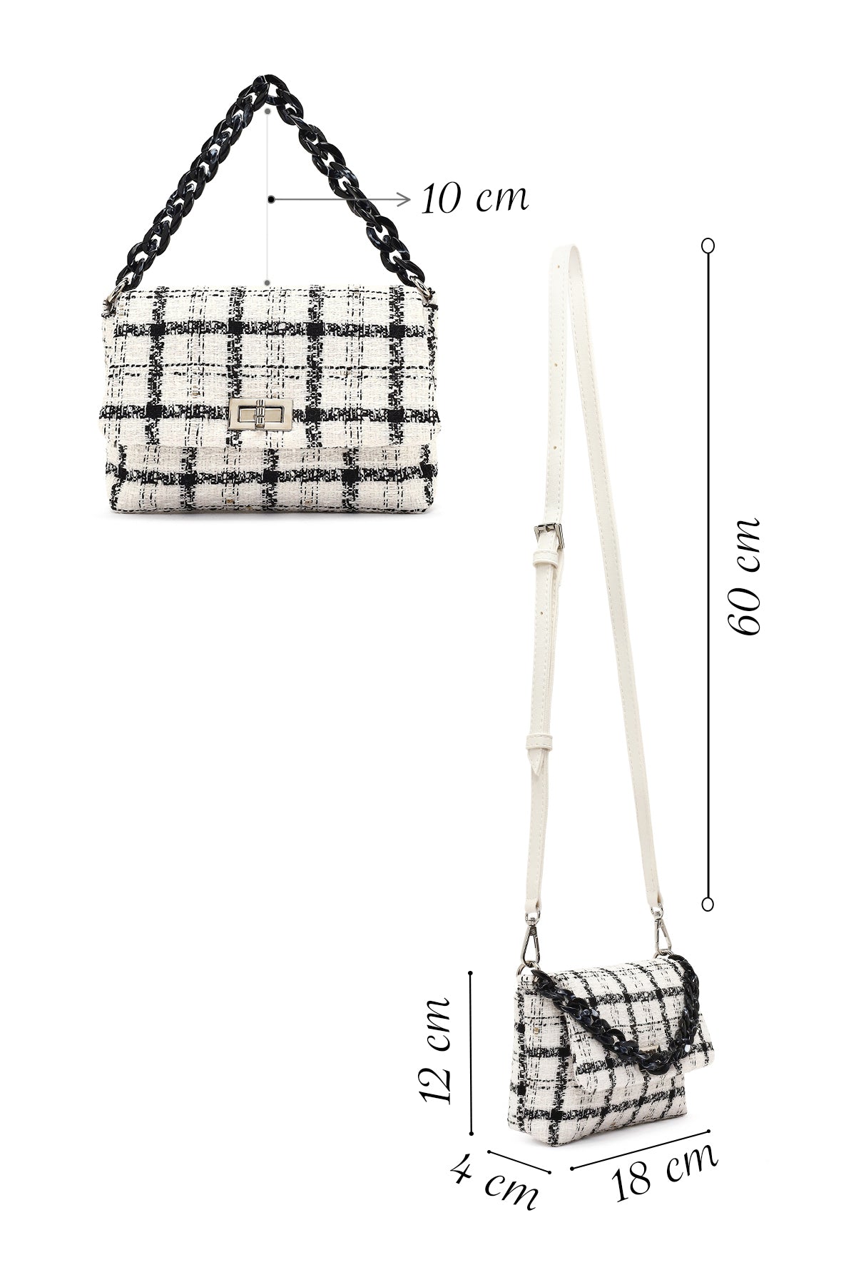 Kadın Beyaz Uzun Askılı Desenli Kumaş Çapraz Çanta