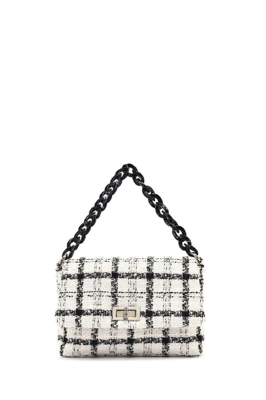 Women's White Long Strapped Patterned Fabric Crossbody Bag