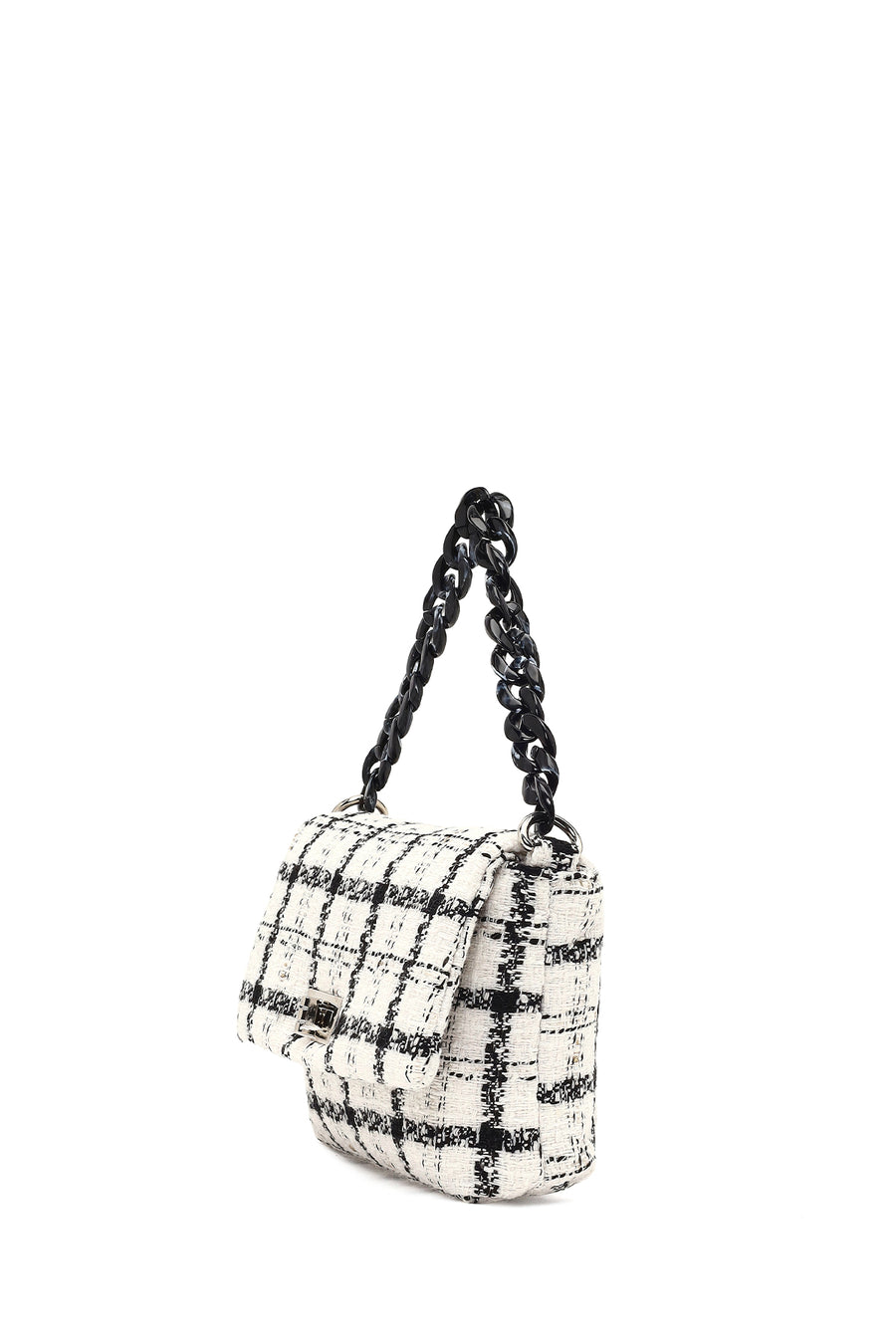 Women's White Long Strapped Patterned Fabric Crossbody Bag