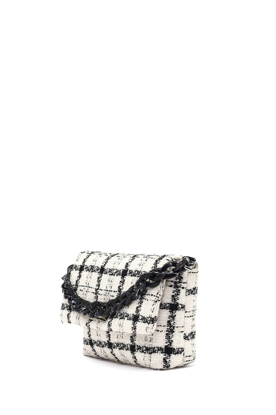 Women's White Long Strapped Patterned Fabric Crossbody Bag