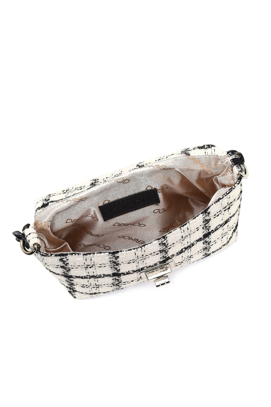 Women's White Long Strapped Patterned Fabric Crossbody Bag