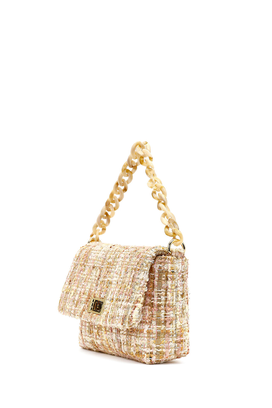 Women's Pink Long Strapped Patterned Fabric Crossbody Bag