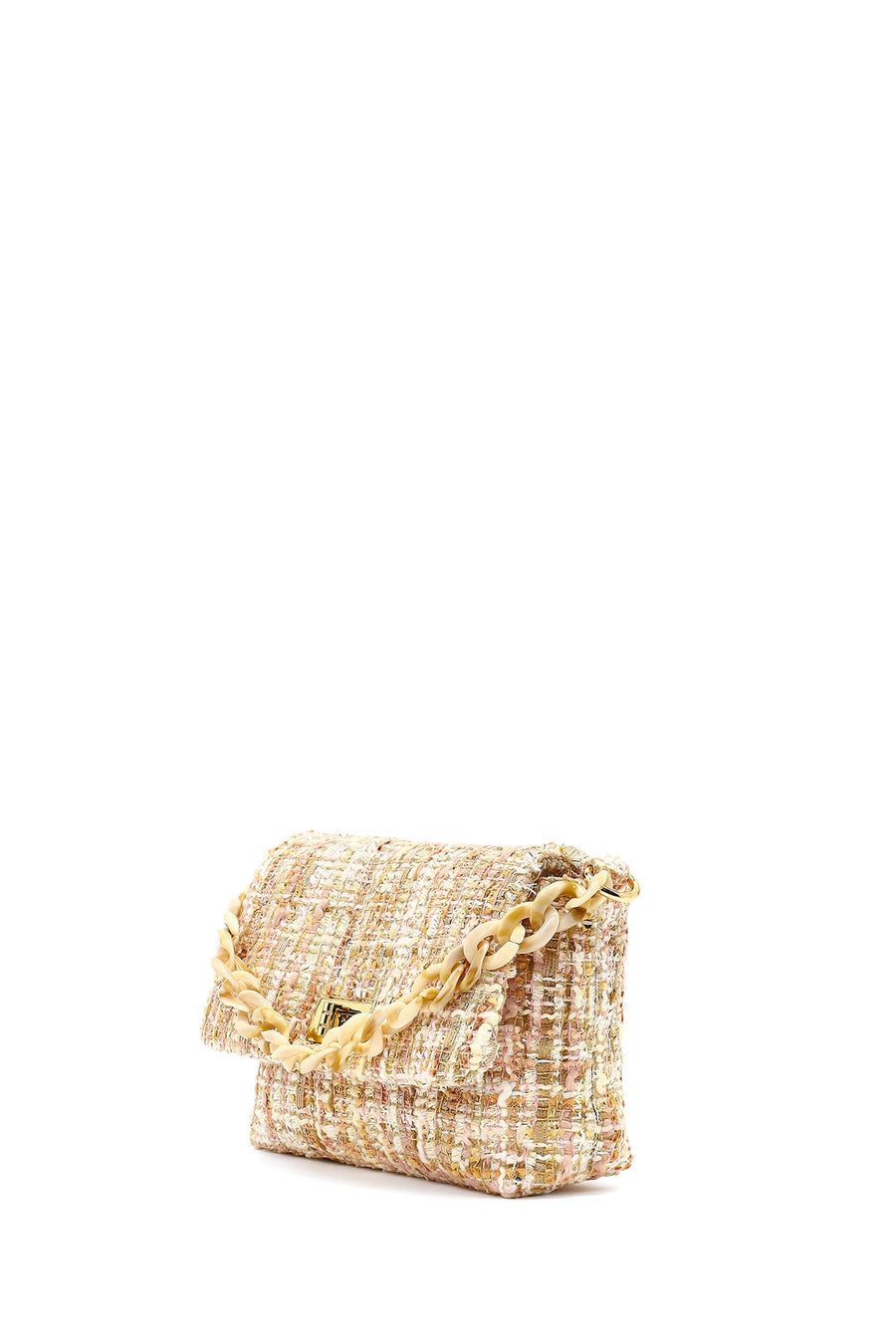 Women's Pink Long Strapped Patterned Fabric Crossbody Bag
