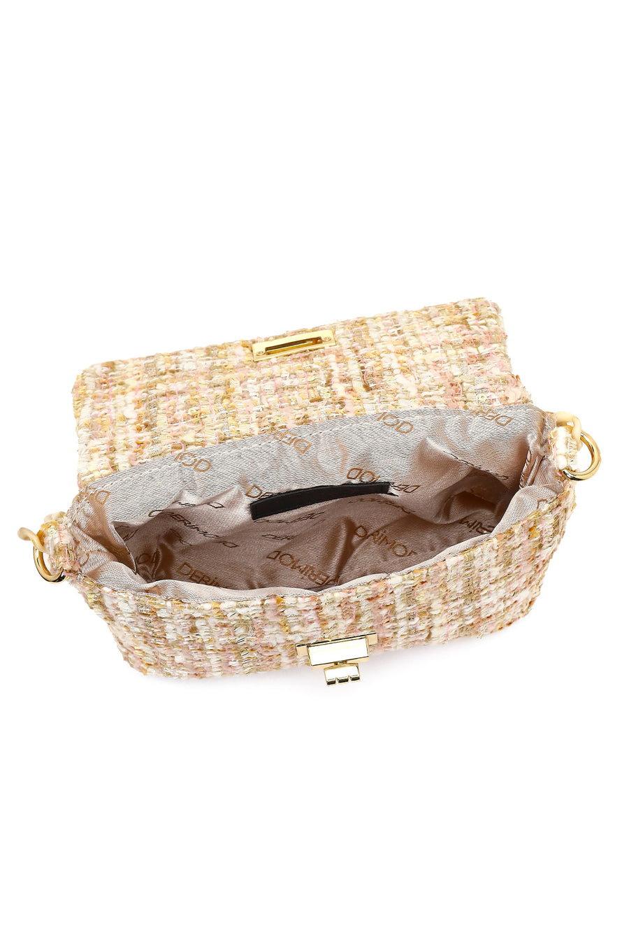 Women's Pink Long Strapped Patterned Fabric Crossbody Bag