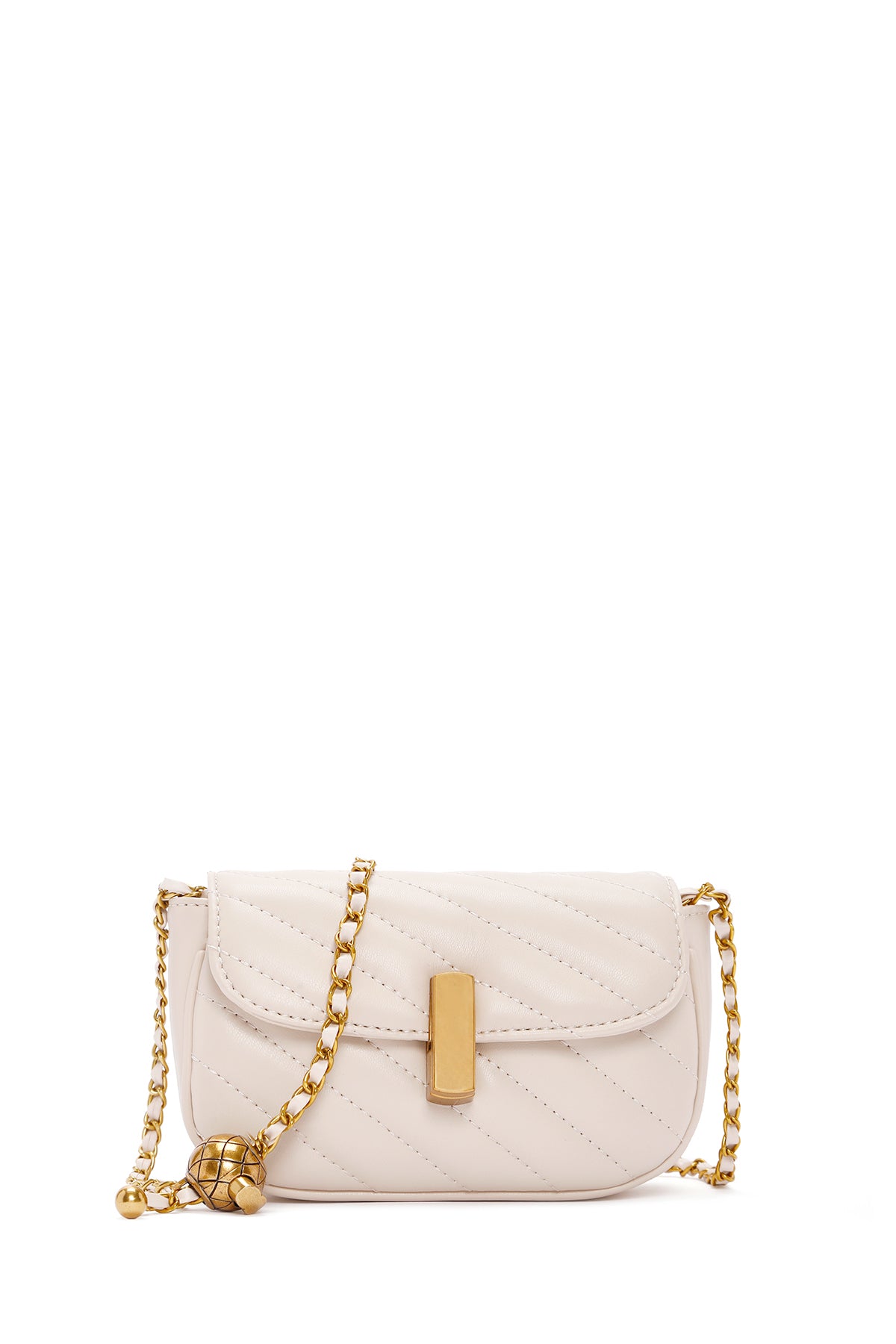 Kadın Krem Uzun Askılı Kapitone Mini Çapraz Çanta 25SBD2405KP | Derimod