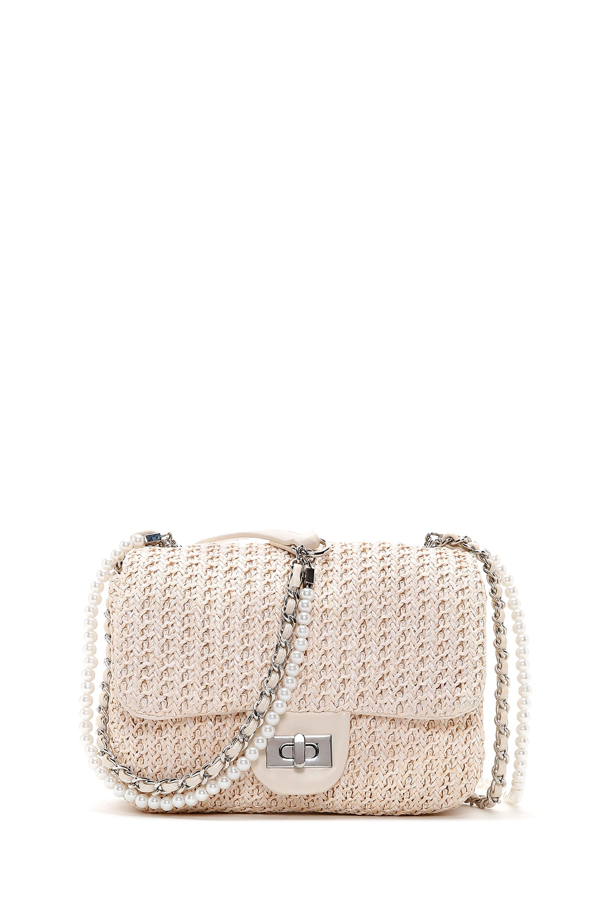 Women's Cream Long Strap Straw Crossbody Bag 25SBD2420M7 | Derimod