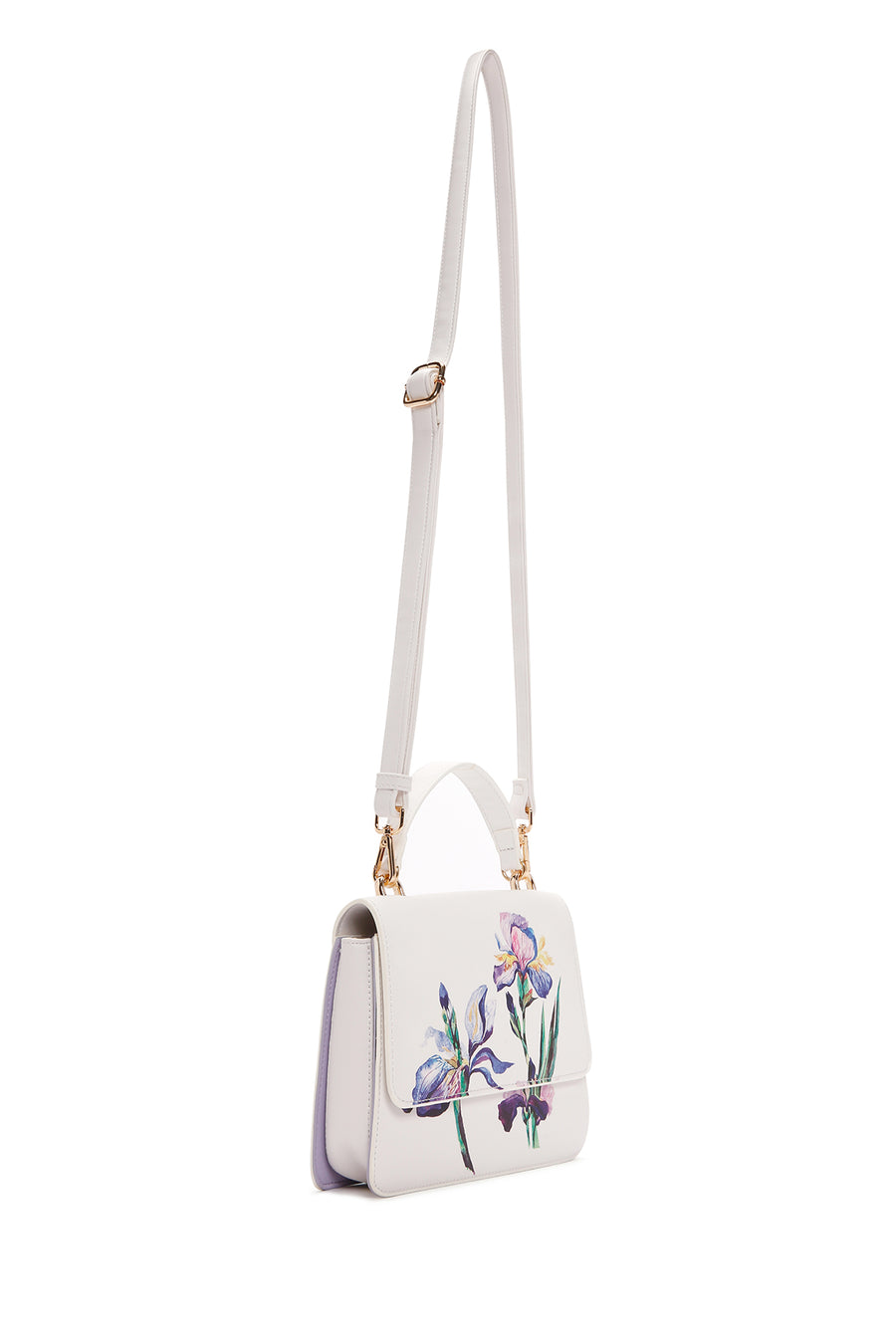 Women's White Long Strap Patterned Handbag