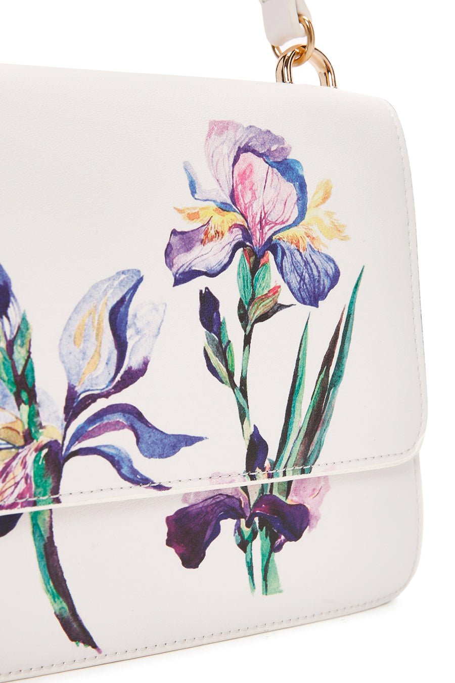 Women's White Long Strap Patterned Handbag