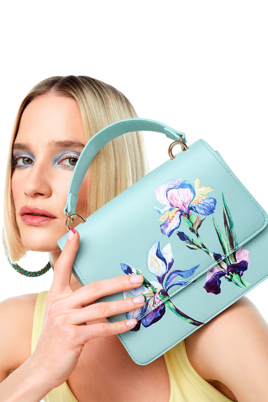 Women's Blue Long Strap Patterned Handbag 25SBD242626 | Derimod