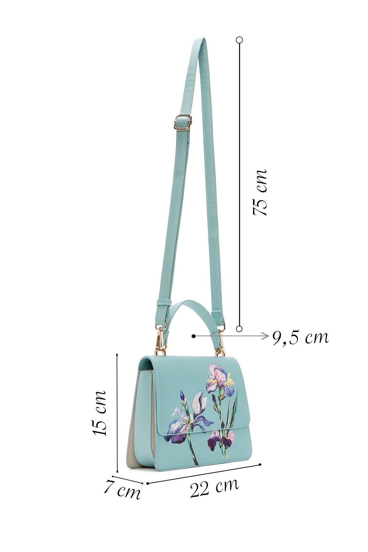 Kadın Mavi Uzun Askılı Desenli Kol Çantası