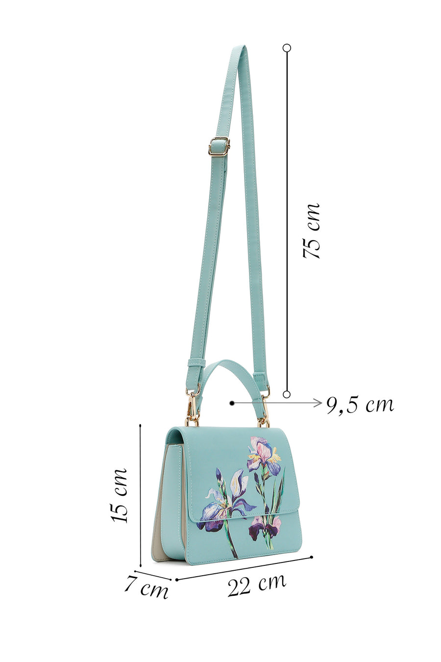 Women's Blue Long Strap Patterned Handbag