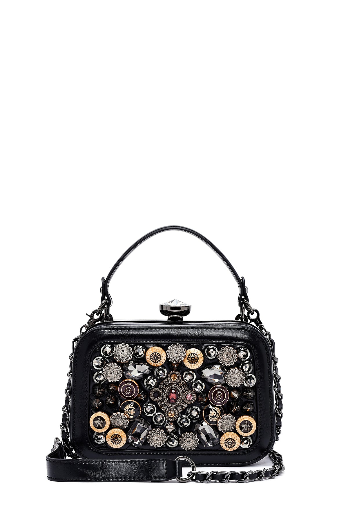 Kadın Siyah Uzun Askılı Taşlı Kol Çantası 25SBD2428TS | Derimod