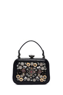 Kadın Siyah Uzun Askılı Taşlı Kol Çantası | Derimod