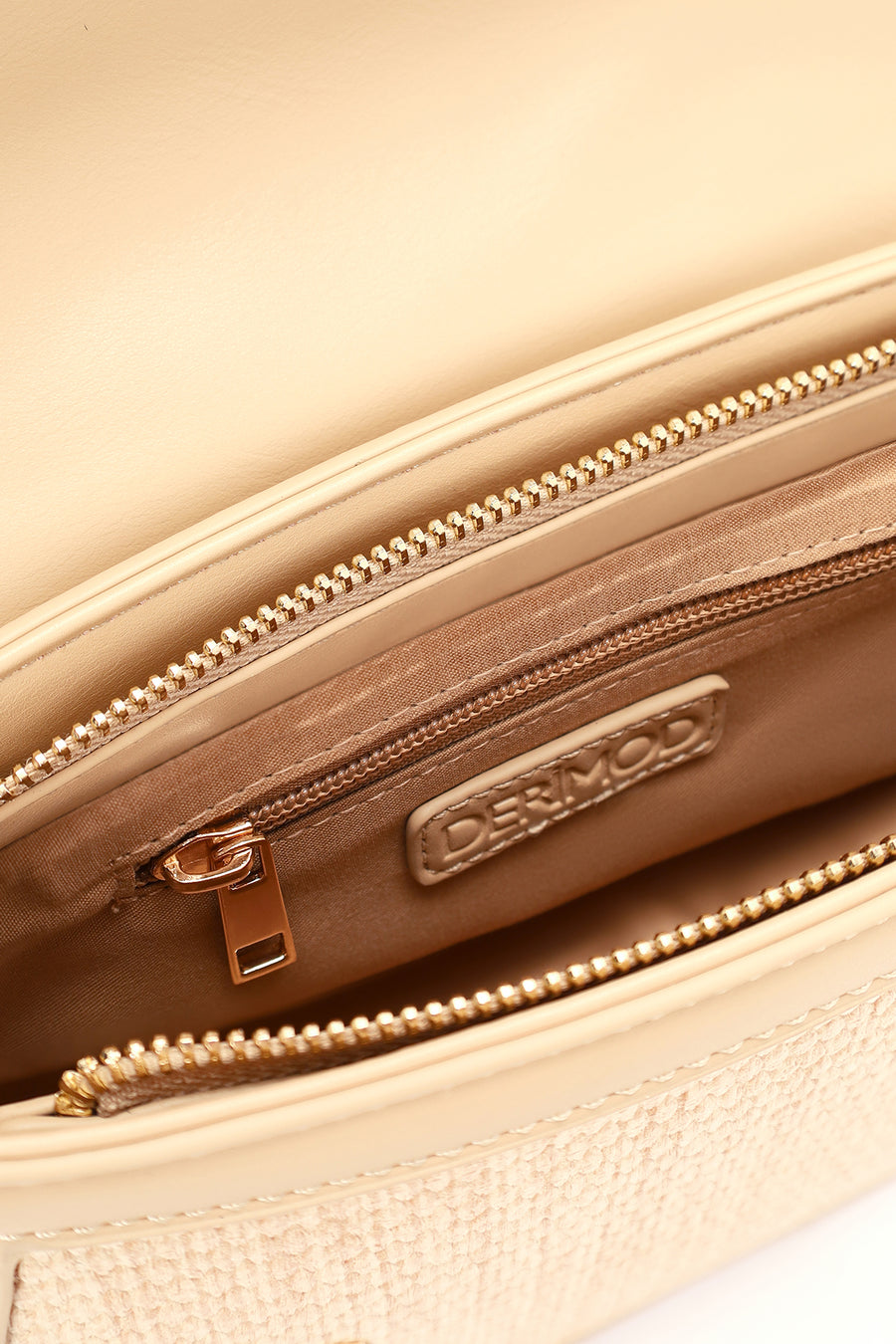 Women's Beige Long Strap Mini Straw Shoulder Bag