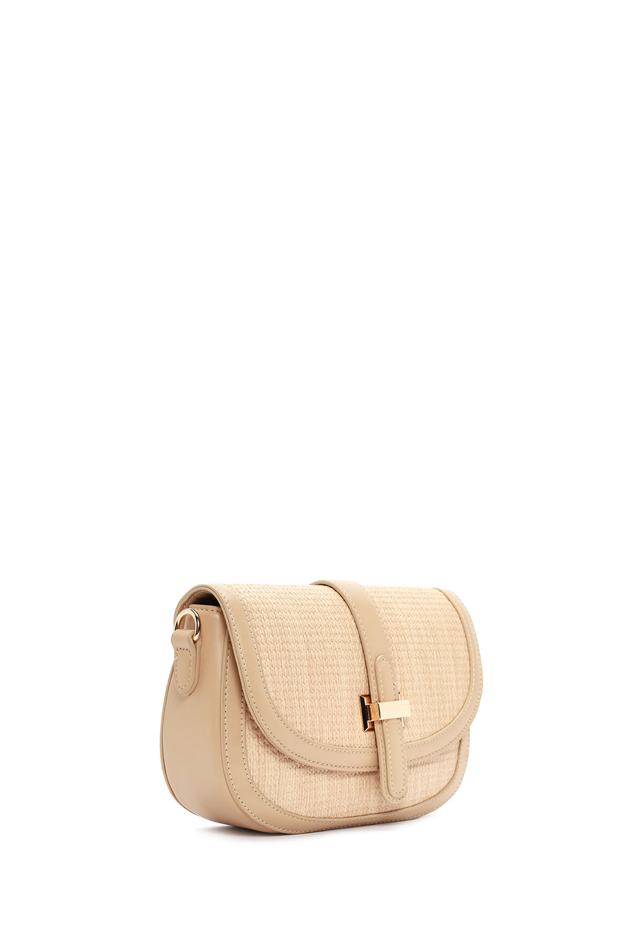 Women's Beige Long Strap Mini Straw Shoulder Bag
