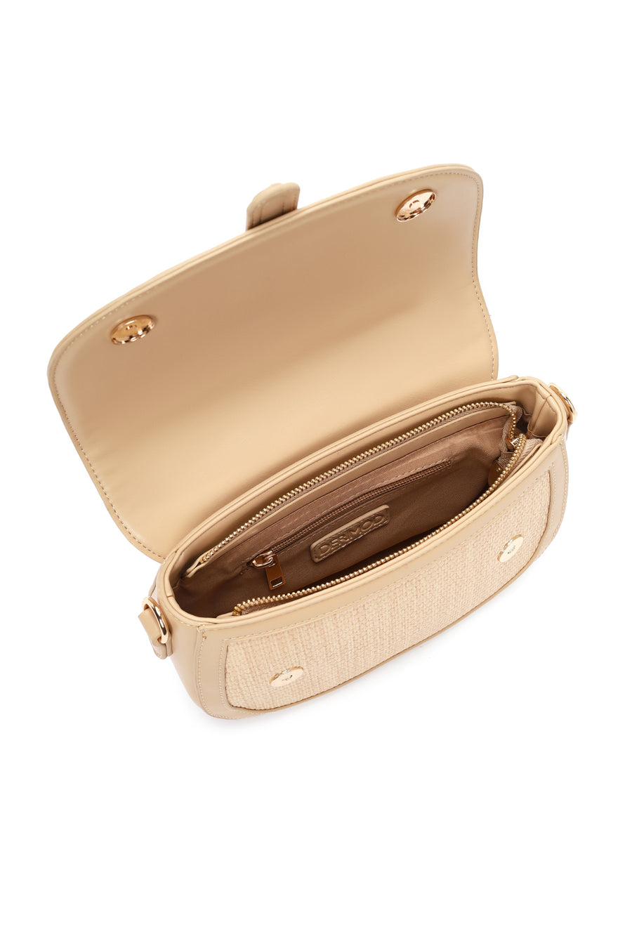 Women's Beige Long Strap Mini Straw Shoulder Bag