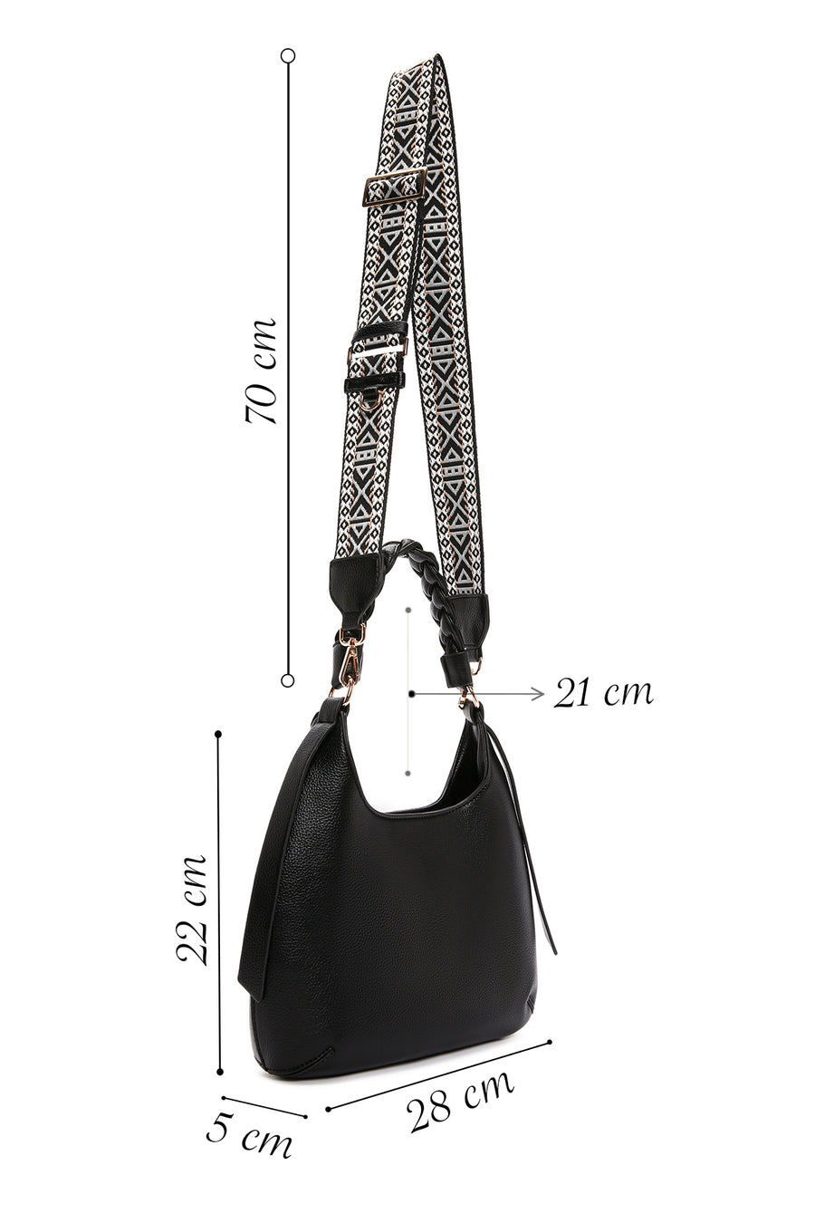 Women's Black Long Strap Shoulder Bag