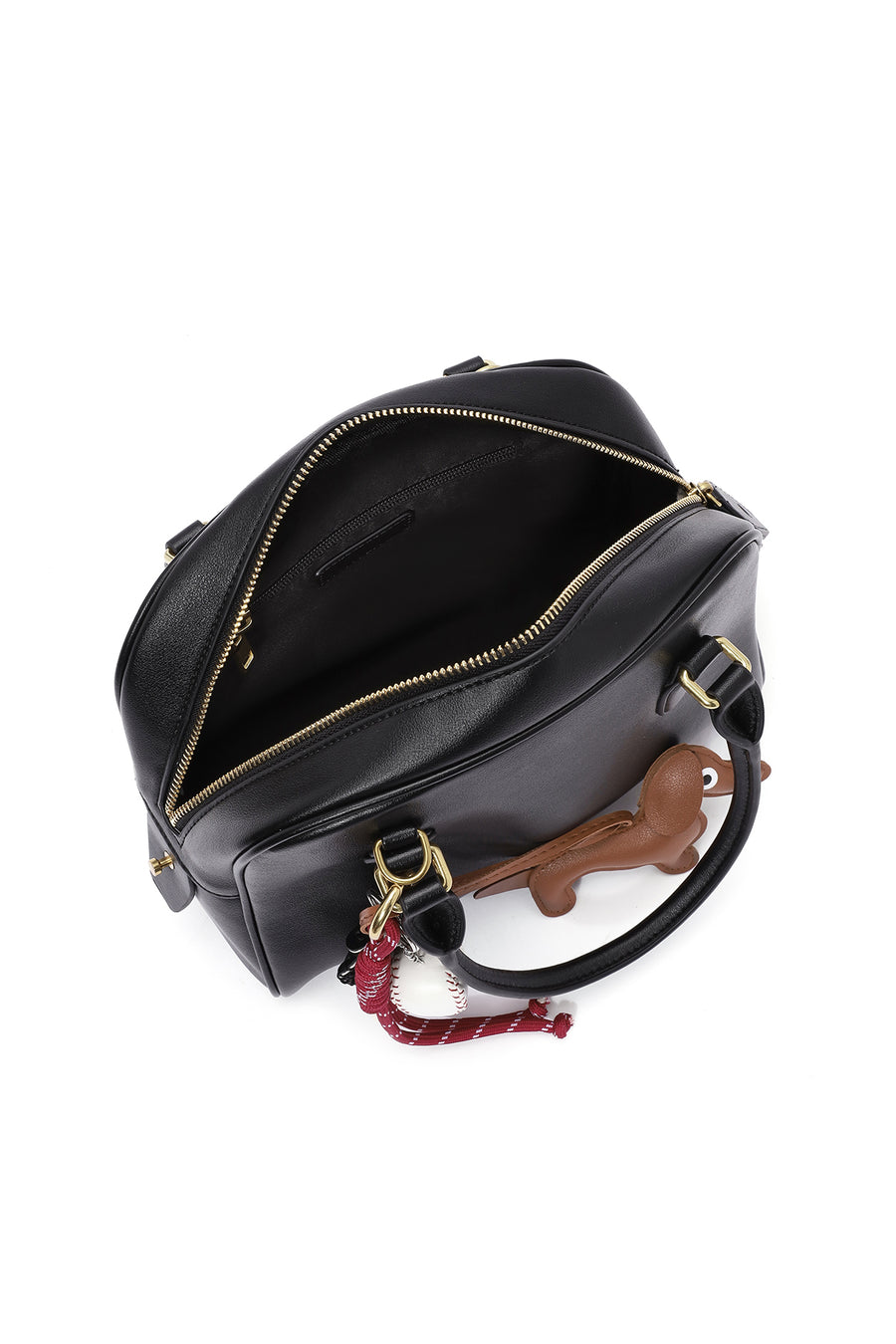 Women's Black Long Strap Accessory Leather Handbag