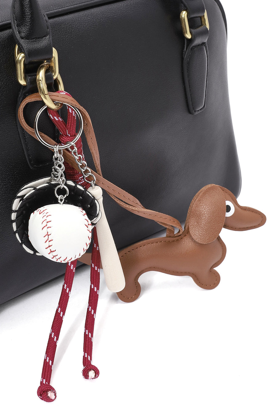 Women's Black Long Strap Accessory Leather Handbag