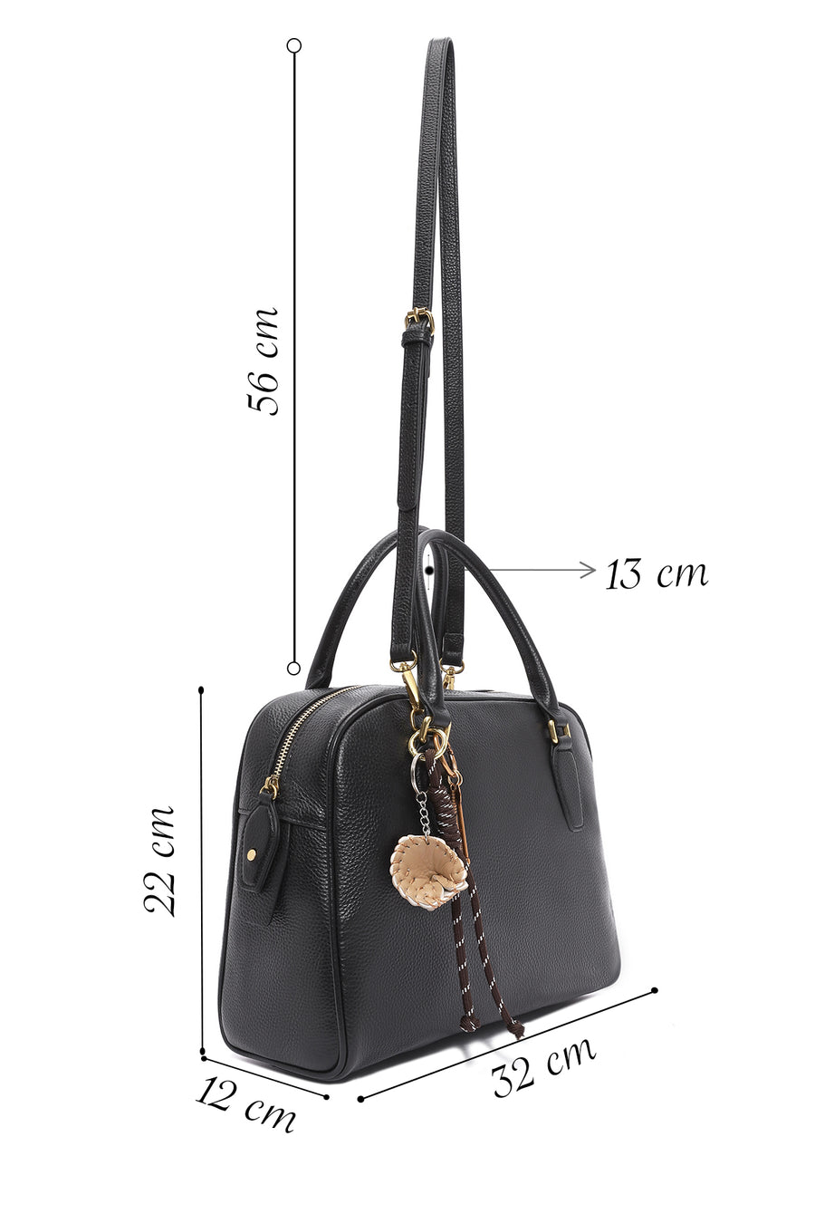 Women's Black Long Strap Accessory Leather Handbag
