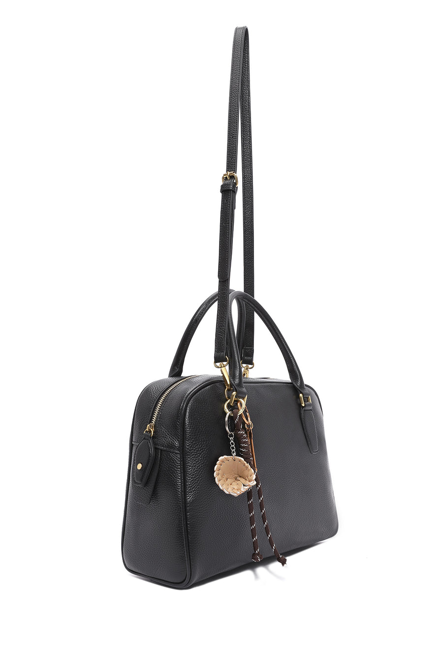 Women's Black Long Strap Accessory Leather Handbag