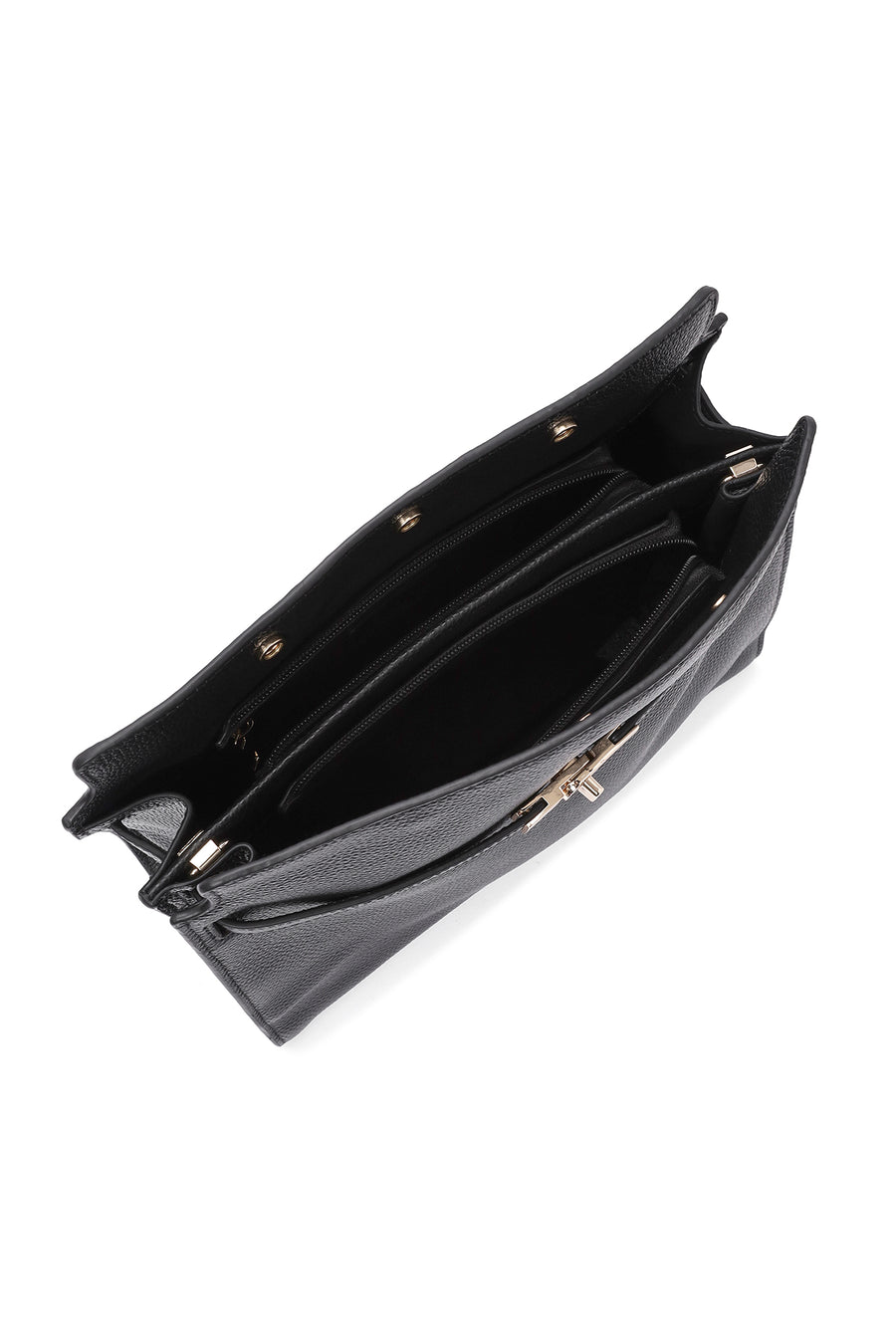 Women's Black Long Strap Classic Leather Shoulder Bag