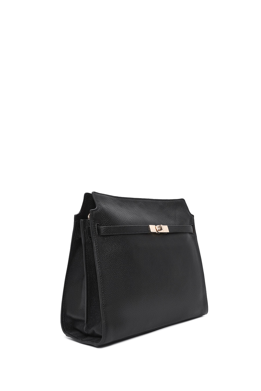 Women's Black Long Strap Classic Leather Shoulder Bag