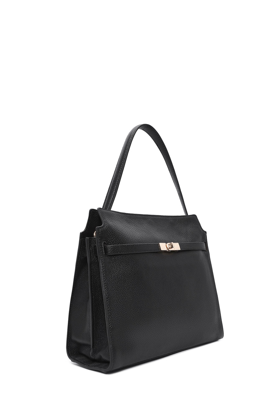 Women's Black Long Strap Classic Leather Shoulder Bag