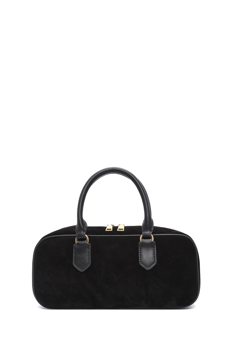 Women's Black Long Strap Suede Leather Handbag
